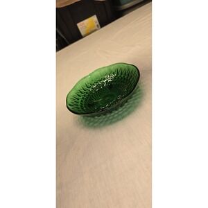 Vintage Anchor Hocking Forest Green 3 Toed Hobnail Glass Candy/Nut Bowl Dish